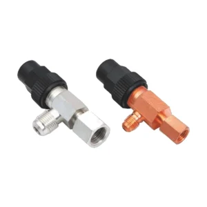 icevibe PKY series — two photographed service-valve configurations; fitting arrangement and orientation depend on model.
