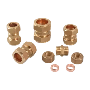 icevibe Brass Compression Couplings — photographed configuration